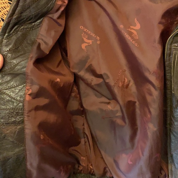 Leather FRINGY bomber jacket || patch leather || mint! || biker jacket || size L - Picture 5 of 8